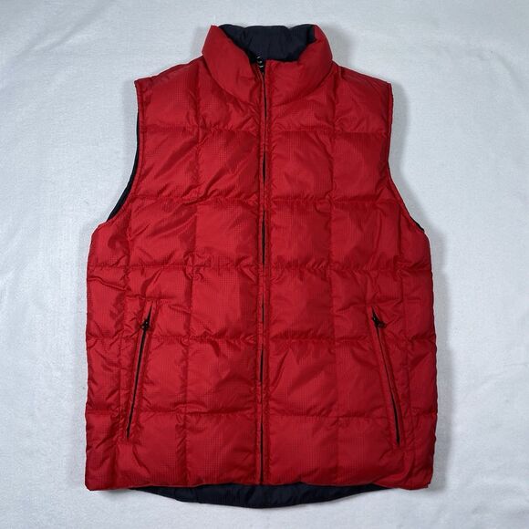Lands End Down Puffer Reversible Vest Womens Size Small 34-36 Black Red Zip - Picture 2 of 9